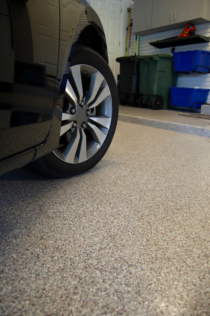 Epoxy Floor Coating with Car in Garage